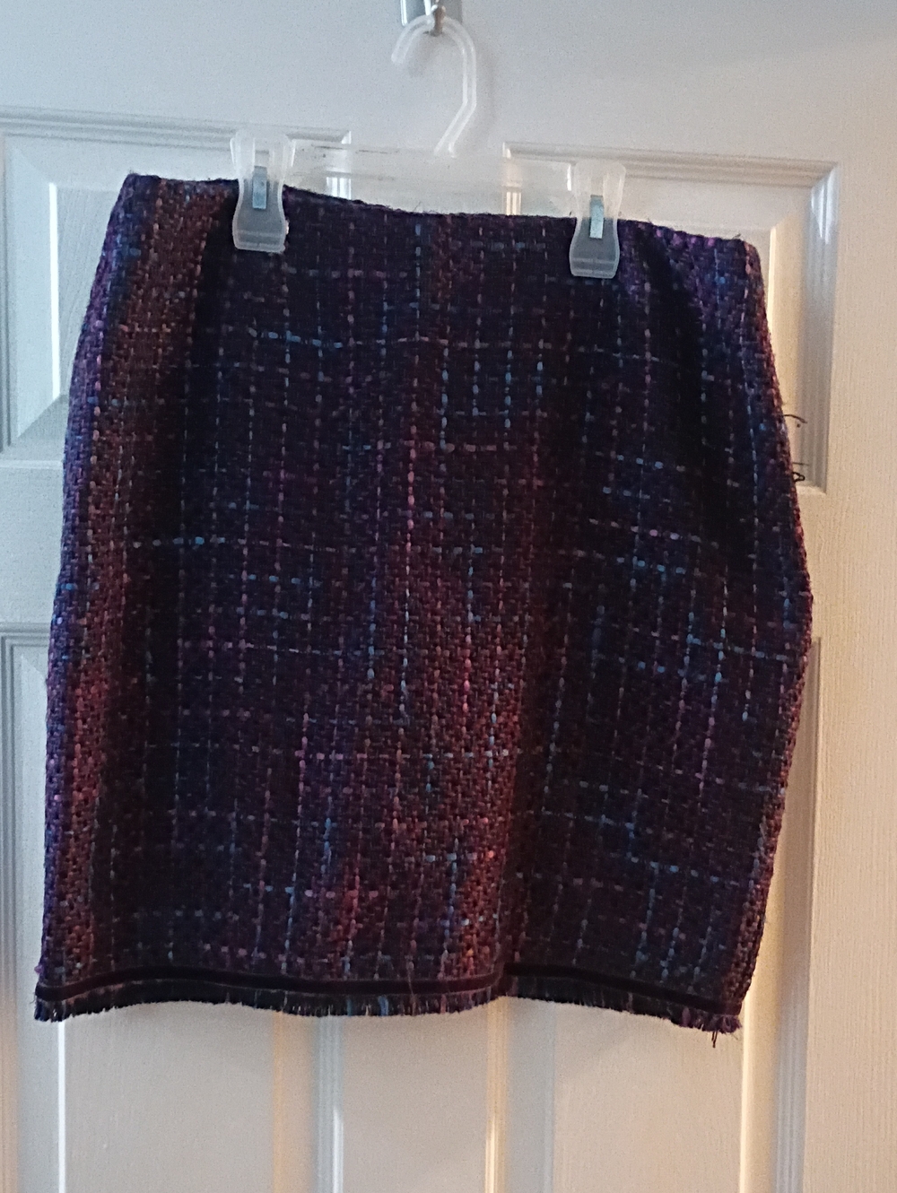 Bandolino Purple Tweed Mini Skirt with Multicolor Threading
